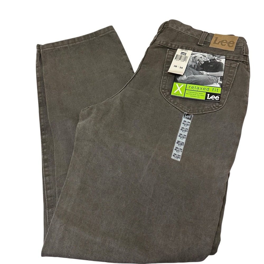 Vintage 90's Lee Green Relaxed Fit Denim Jeans Made in USA Men's 38 X 34 NEW NOS